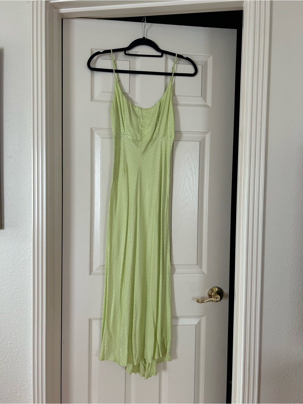 Astr Light Green Maxi Slip Dress with Spaghetti Straps
